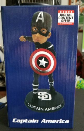2018 San Diego Padres Marvel Captain America Sga Bobblehead