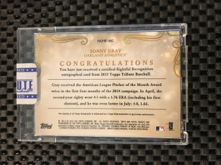 SONNY GRAY 2015 TOPPS TRIBUTE GOLD ENCASED ON CARD AUTO SP 05/25 AUTOGRAPH A’s 2