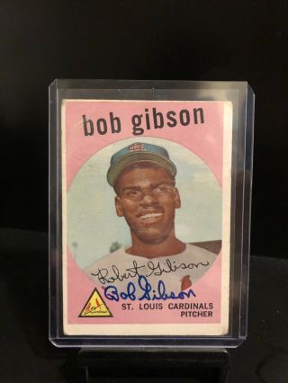 Autographed 1959 Topps Bob Gibson 514 Baseball Card