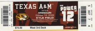 2006 Texas A&m Aggies V Missouri Mizzou Football Full Ticket Kyle Field 53058