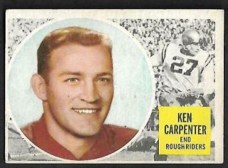 1960 Topps Cfl Football: 52 Ken Carpenter Qb,  Saskatchewan Roughriders