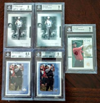2001 Upper Deck Sp Authentic Preview Rookie Card Tiger Woods Bgs 9