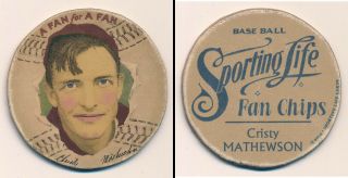 Sporting Life Fan Chips,  Christy Mathewson,  York,  N.  L.  Hof 