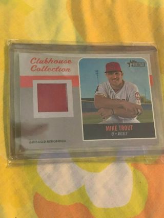 2019 Topps Heritage Mike Trout Red Jersey Game Cc Relic
