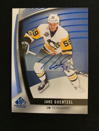 Jake Guentzel 2017 - 18 Sp Game Blue Autograph Pittsburgh Penguins 4