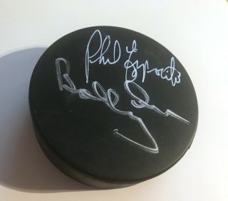 Bobby Orr & Phil Esposito Signed Game Hockey Puck