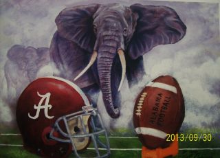 University Of Alabama Football Print Signed