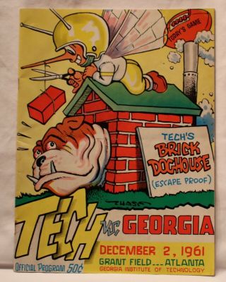 Vintage 1961 Georgia Bulldogs Georgia Tech Football Game Program