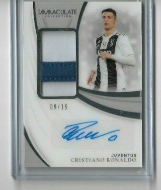 Cristiano Ronaldo 2019 Immaculate Soccer Patch Autograph 9/15 - Juventus