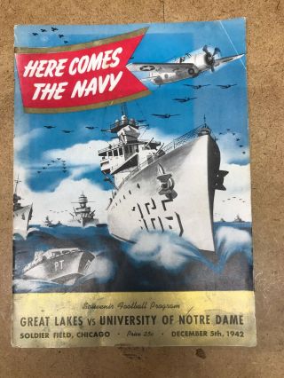 Vintage Notre Dame Vs Great Lakes Program 1942 Navy