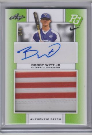 2018 Leaf Metal Perfect Game All - American Bobby Witt Jr Usa Flag Patch Auto /8