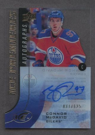 2015 - 16 Ud Ice Premiers Connor Mcdavid Oilers Rc Rookie Auto 37/125