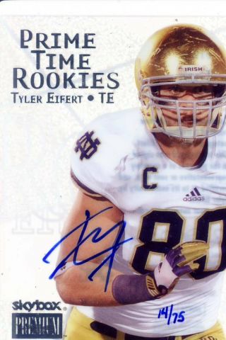Tyler Eifert Rookie Rc Draft Auto Autograph Notre Dame Irish College /75 2013