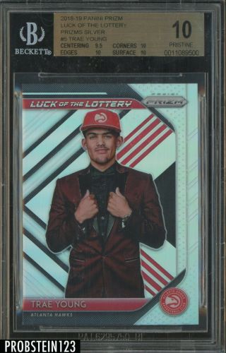 2018 - 19 Panini Prizm Luck Of The Lottery Silver 5 Trae Young Rc Bgs 10 Prisitne
