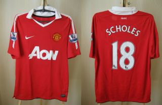 Fc Manchester United 18 Scholes 2010/2011 Home Size M Nike Shirt Jersey Maillot