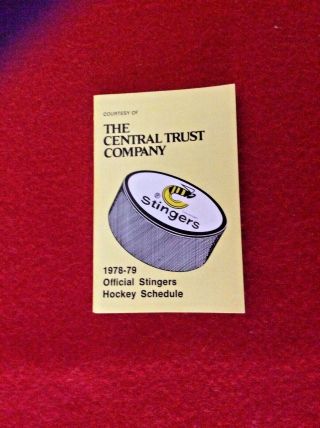 1978 - 79 Cincinnati Stingers Hockey Schedule Wha