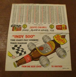 1978 Indianapolis 500 Race Track Diagram And Time Chart Of Past Winner - Stroh 