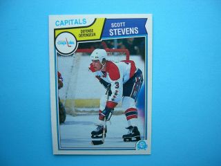 1983/84 O - Pee - Chee Nhl Hockey Card 376 Scott Stevens Rookie Ex/nm Nm Sharp,  Opc