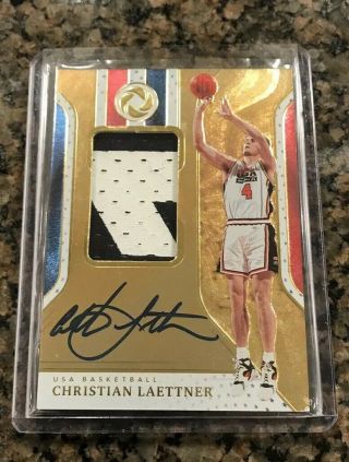 Christian Laettner 2018 - 19 Opulence Team Usa Game - Worn Patch Auto Card 20/25