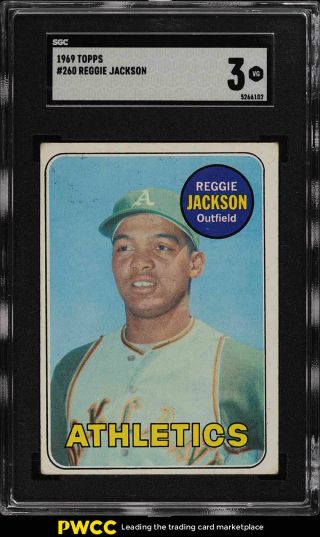 1969 Topps Reggie Jackson Rookie Rc 260 Sgc 3 Vg (pwcc)