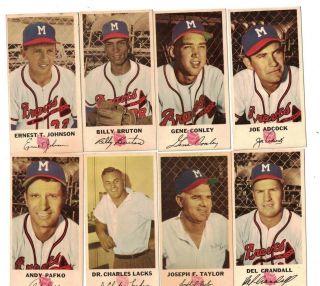 1954 Milwaukee Braves,  Johnston Cookies Near Complete Set (26/35) Vg - Ex