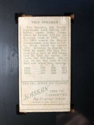 1911 T205 Tris SPEAKER,  Boston Red Sox SGC 1.  5 like PSA 1 2 HOF Split Reverse 2