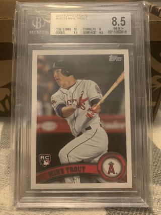 Bgs 8.  5 Mike Trout 2011 Topps Update Rc Rookie Card (with 10 Gem Sub - Grade