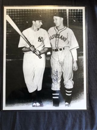 Bob Feller Autographed Photo With Joe Dimagio Baseball