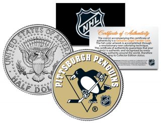 Pittsburgh Penguins Nhl Hockey Jfk Kennedy Half Dollar U.  S.  Coin Licensed