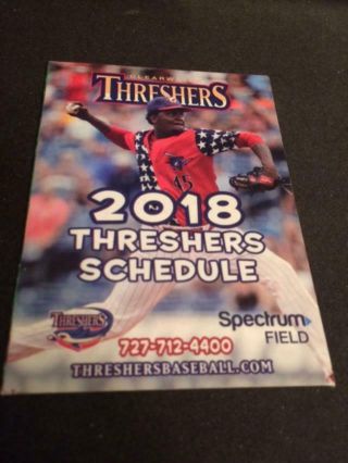2018 Clearwater Threshers Baseball Pocket Schedule Phillies Affiliate 45 Verson