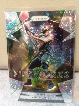 2018 - 19 Panini Prizm Fast Break Lebron James Silver Disco Fireworks Insert Card