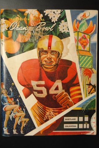 1954 Maryland Terrapins Vs Oklahoma Sooners Orange Bowl Football Program