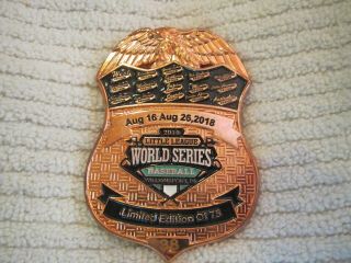 3 " 2018 Gold Little League World Series Security Badge Pin