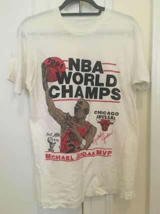 Vintage Michael Jordan Chicago Bulls 1991 Nba World Champs Tshirt