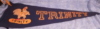 Vintage Trinity University Wool Felt Pennant Very Old C 1940 28 " Mascot