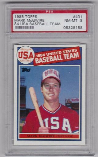 1985 Topps 401 Mark Mcgwire - Rookie Card - Psa 8