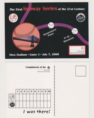 2000 York Yankees Mets Subway Series Shea Stadium Postcards Game 4 & 6 Nm