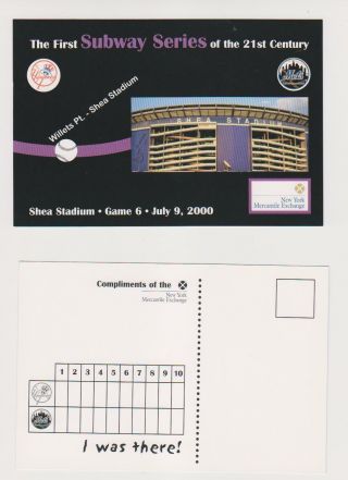 2000 YORK YANKEES METS SUBWAY SERIES SHEA STADIUM POSTCARDS GAME 4 & 6 NM 2