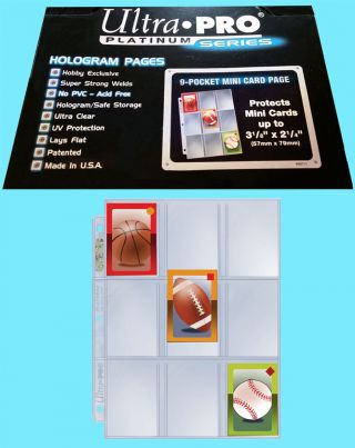 50 Ultra Pro 9 Pocket Platinum Mini Card Pages 3 - 1/8 " X 2 - 1/4 " Sticker Coupon
