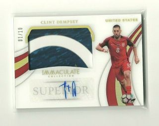 2018 - 19 Immaculate Clint Dempsey Superior 2 - Color Patch Match Worn Autograph /10