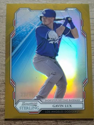 2019 Bowman Sterling Gavin Lux Gold Refractor 23/50 Prospect Dodgers
