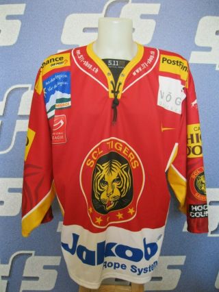 Scl Tigers 2010/2011 Sz Xl Nike Ice Hockey Jersey Shirt Trikot Swiss Switzerland