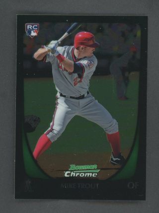 2011 Bowman Chrome 101 Mike Trout Angels Rc Rookie W/ Crease