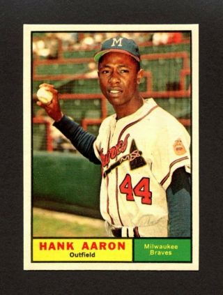 1961 Topps 415 Hank Aaron Milwaukee Braves Hall Of Fame Hof Centered - Nm - Mt,