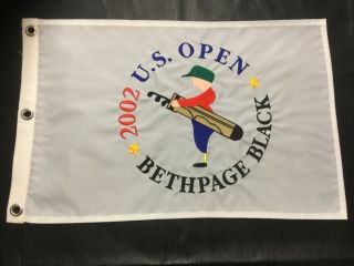 Tiger Woods Wins 2002 Us Open Bethpage Black Flag Unsigned