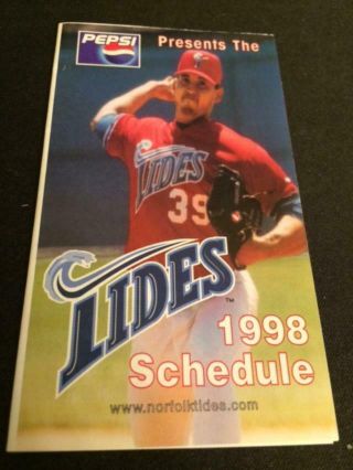 1998 Norfolk Tides Baseball Pocket Schedule All Sport Verson Mets Aff
