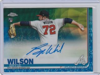 Bryse Wilson Rc 2019 Topps Chrome Blue Wave Refractor Rookie Auto 001/150 Braves