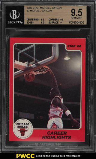 1986 Star Mj Michael Jordan Rookie Rc 7 Bgs 9.  5 Gem Mt (pwcc)