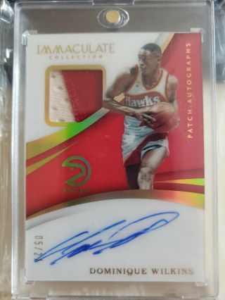 2017 - 18 Panini Immaculate Dominique Wilkins Auto Patch /25 Hawks 2 Color