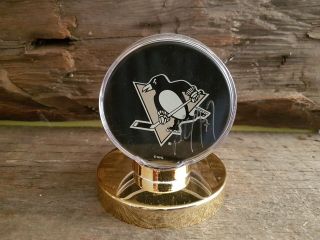 Paul Coffey Signed Pittsburgh Penguins Puck & Display Case